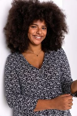 Roman Black Curve Abstract Print Button Detail Top -Roman Sales Shop unnamed file 8695