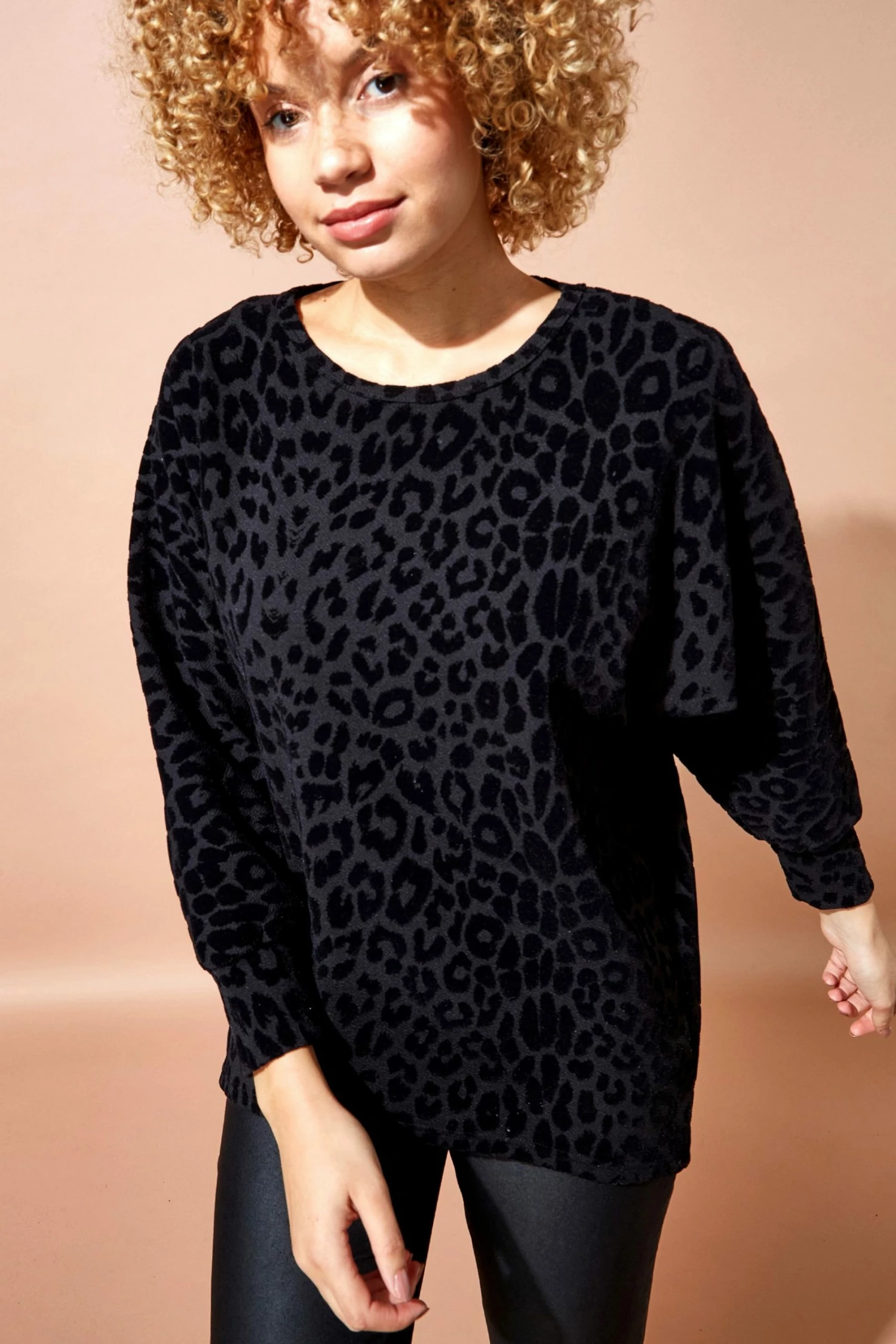 Roman Black Animal Flock Print Top 3 Roman Black Animal Flock Print Top