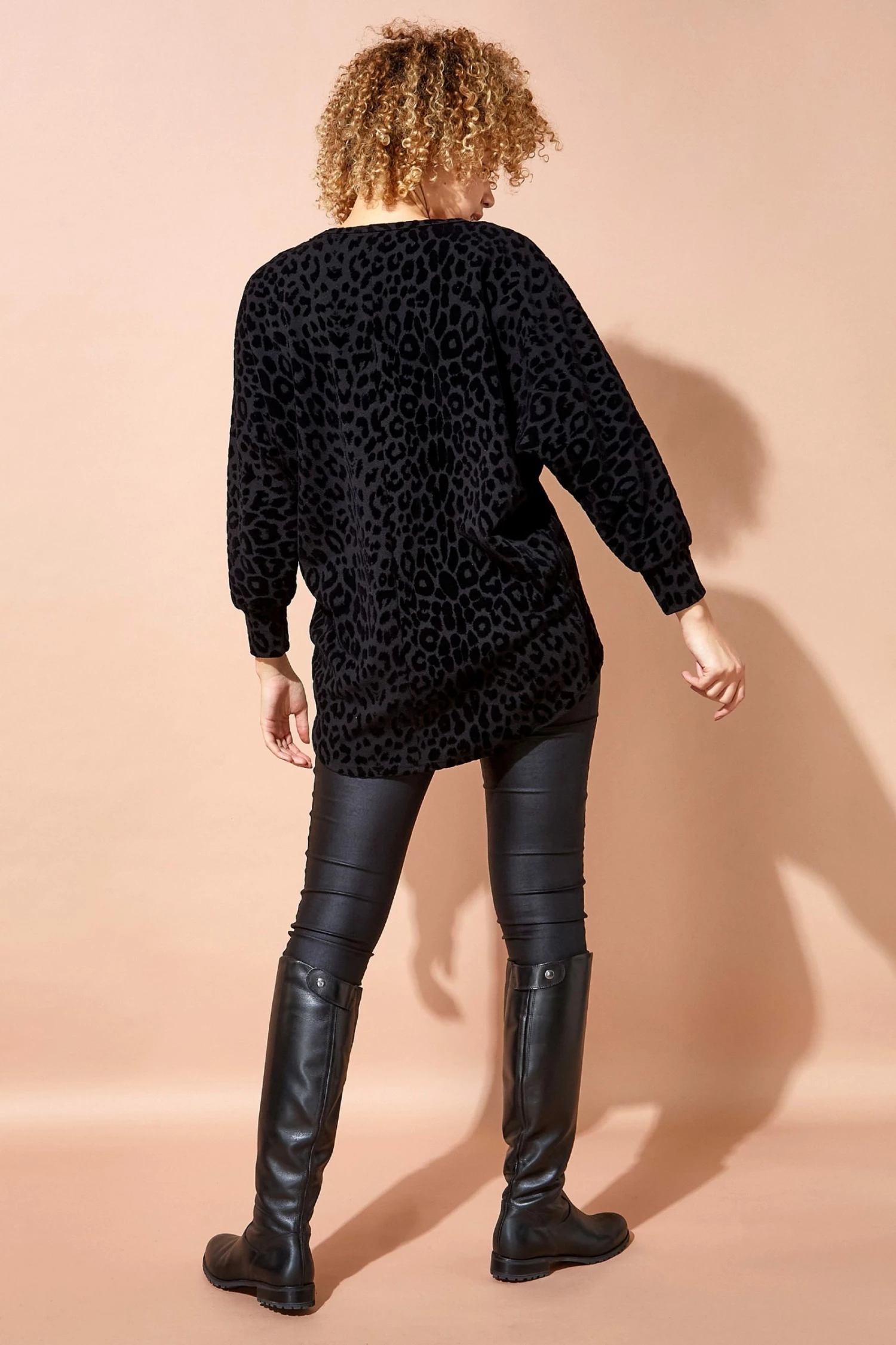 Roman Black Animal Flock Print Top 4 Roman Black Animal Flock Print Top - Image 2