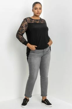 Roman Black Curve Metallic Lace Yoke Top 9 Roman Black Curve Metallic Lace Yoke Top -Roman Sales Shop unnamed file 8704