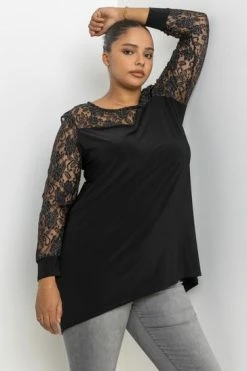 Roman Black Curve Metallic Lace Yoke Top 11 Roman Black Curve Metallic Lace Yoke Top -Roman Sales Shop unnamed file 8706