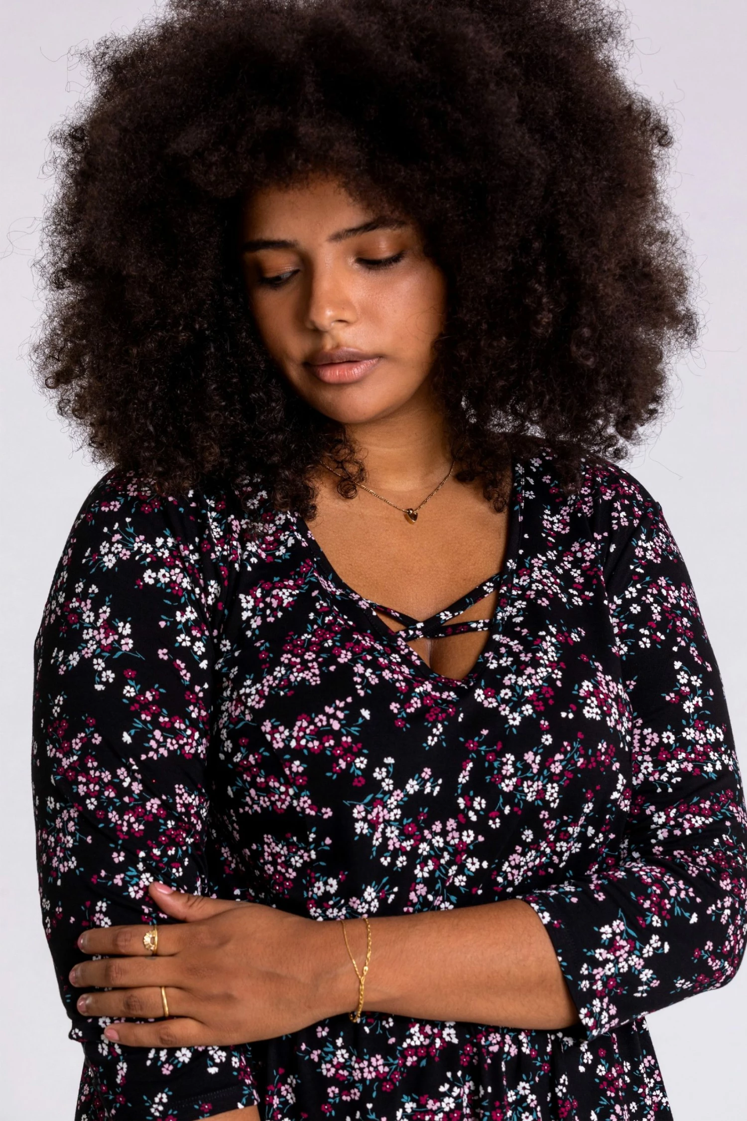 Roman Purple Curve Floral Cross Detail Tunic Top 6 Roman Purple Curve Floral Cross Detail Tunic Top - Image 4