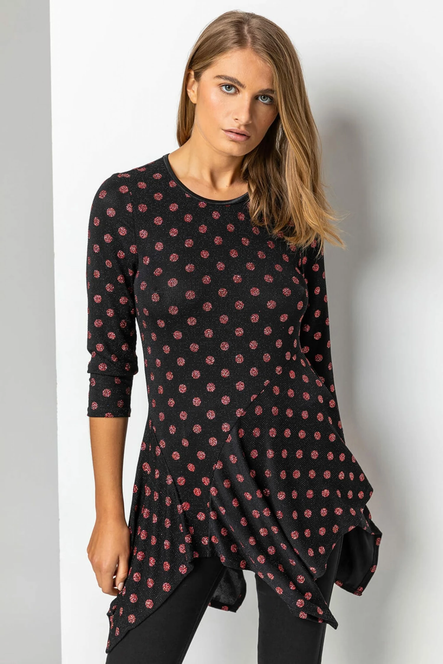 Roman Red Shimmer Spot Hanky Hem Top 4 Roman Red Shimmer Spot Hanky Hem Top - Image 2