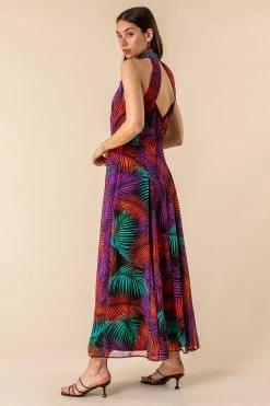Roman Multi Tropical Print Halter Neck Maxi Dress 8 Roman Multi Tropical Print Halter Neck Maxi Dress -Roman Sales Shop unnamed file 872