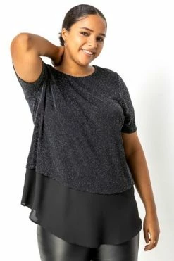 Roman Brown Curve Sparkle Overlay Top -Roman Sales Shop unnamed file 8726