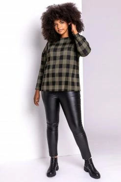Roman Green Curve Check Print Long Sleeve Top 11 Roman Green Curve Check Print Long Sleeve Top -Roman Sales Shop unnamed file 8741