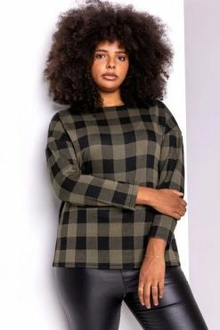 Roman Green Curve Check Print Long Sleeve Top 12 Roman Green Curve Check Print Long Sleeve Top -Roman Sales Shop unnamed file 8742