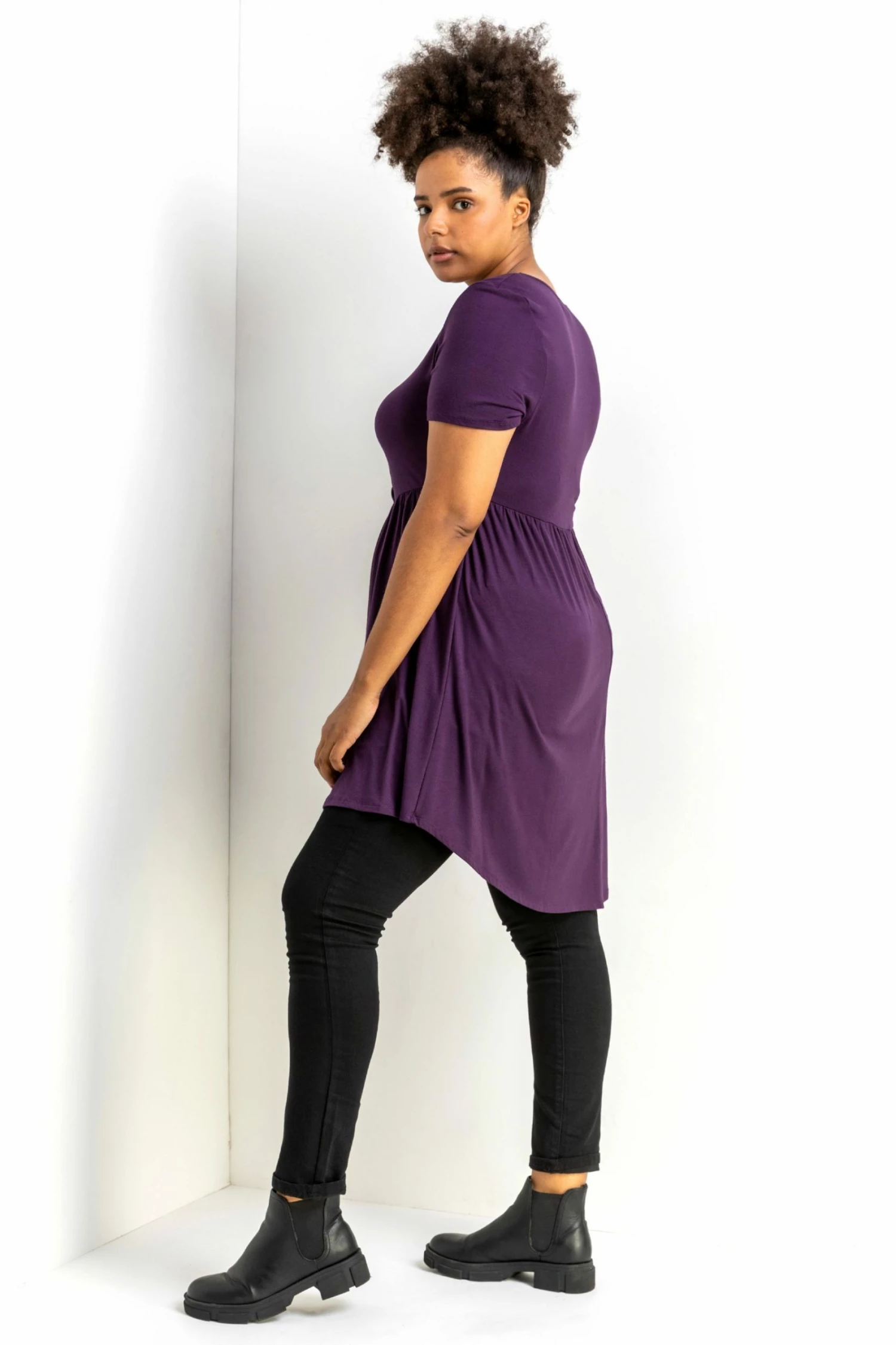 Roman Purple Curve Plain Buttoned Detail Top 4 Roman Purple Curve Plain Buttoned Detail Top - Image 2