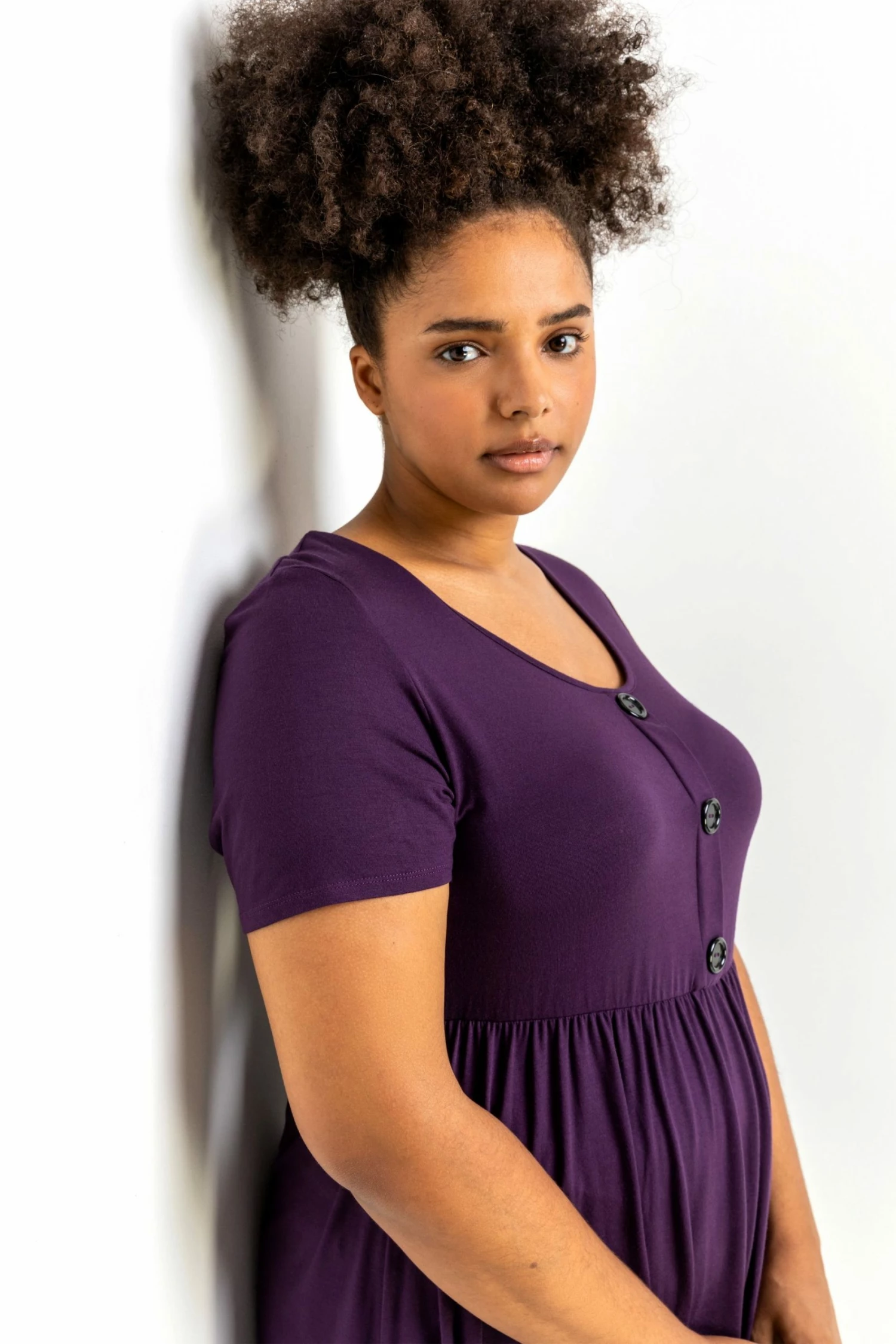 Roman Purple Curve Plain Buttoned Detail Top 6 Roman Purple Curve Plain Buttoned Detail Top - Image 4