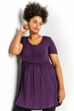 Roman Purple Curve Plain Buttoned Detail Top 11 Roman Purple Curve Plain Buttoned Detail Top -Roman Sales Shop unnamed file 8748