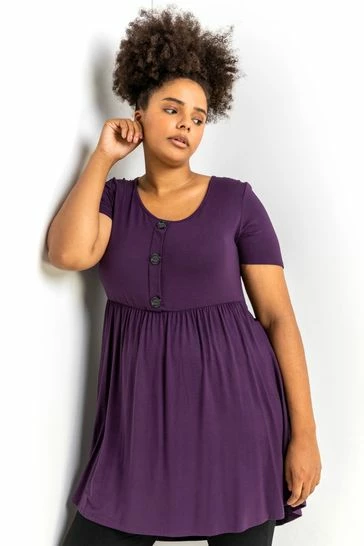 Roman Purple Curve Plain Buttoned Detail Top 7 Roman Purple Curve Plain Buttoned Detail Top - Image 5