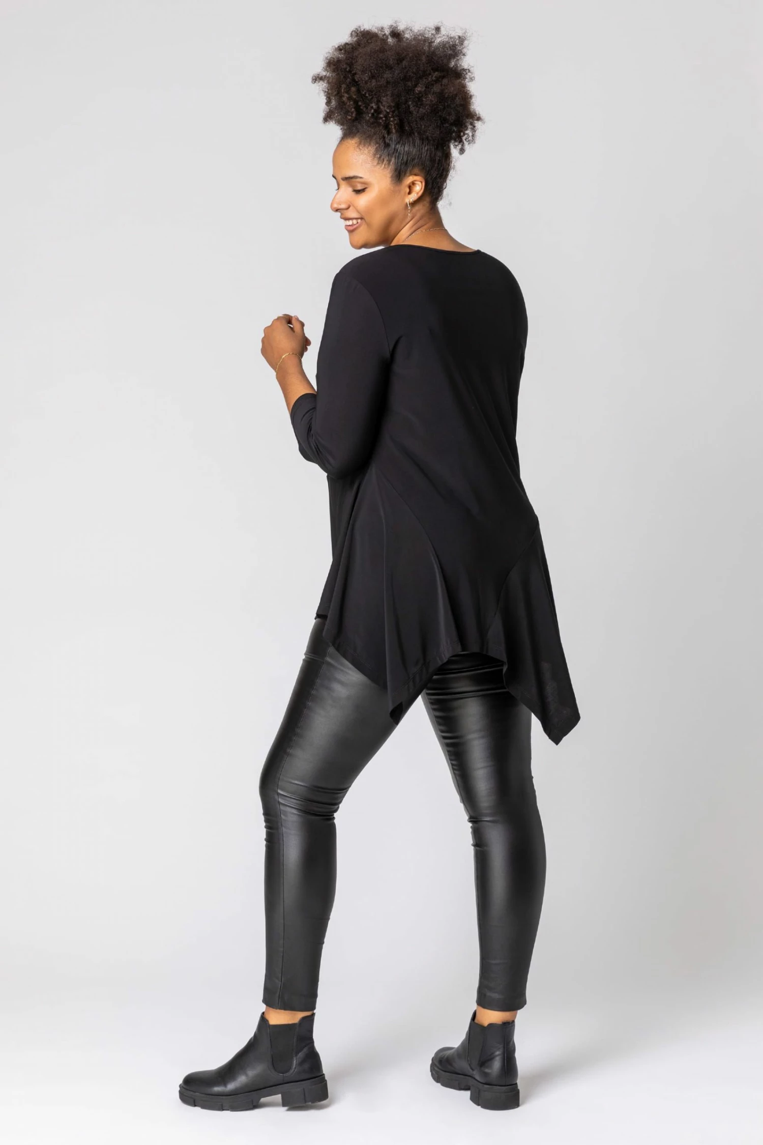 Roman Black Curve Star Print Hanky Hem Top 6 Roman Black Curve Star Print Hanky Hem Top - Image 4