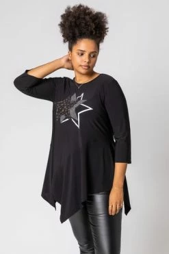 Roman Black Curve Star Print Hanky Hem Top 11 Roman Black Curve Star Print Hanky Hem Top -Roman Sales Shop unnamed file 8753