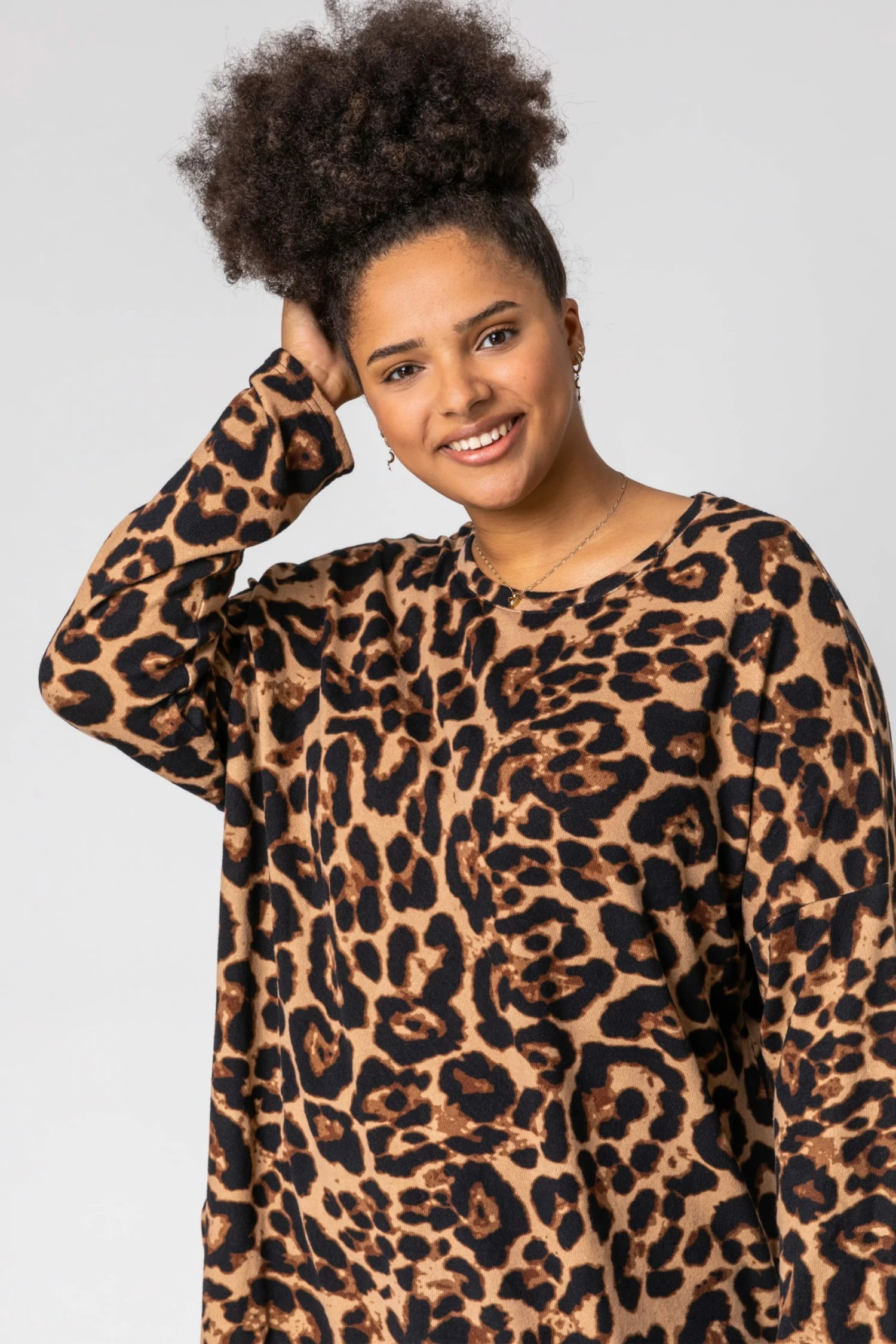 Roman Brown Curve Animal Print Side Split Top 6 Roman Brown Curve Animal Print Side Split Top - Image 4