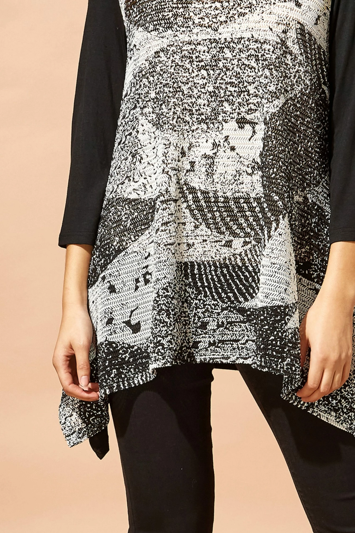 Roman Black Abstract Print Hanky Hem Top 6 Roman Black Abstract Print Hanky Hem Top - Image 4