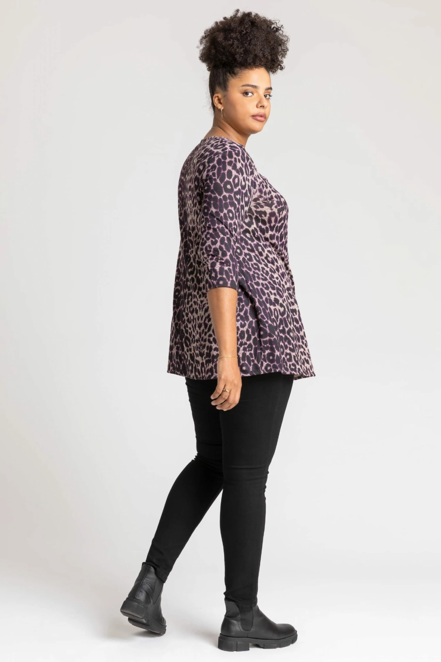 Roman Purple Curve Animal Print Jersey Top 4 Roman Purple Curve Animal Print Jersey Top - Image 2
