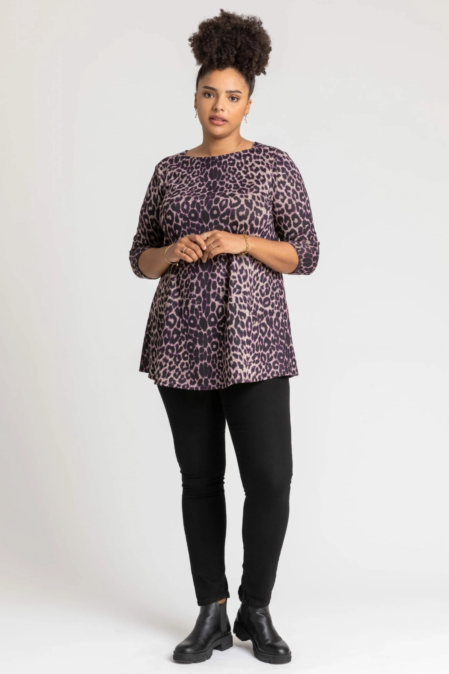Roman Purple Curve Animal Print Jersey Top 5 Roman Purple Curve Animal Print Jersey Top - Image 3