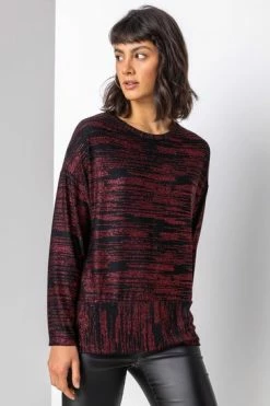 Roman Red Contrast Shimmer Stripe Print Top 11 Roman Red Contrast Shimmer Stripe Print Top -Roman Sales Shop unnamed file 8795
