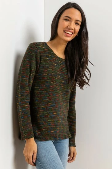 Roman Green Textured Yarn Top With Scarf 7 Roman Green Textured Yarn Top With Scarf - Image 5