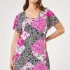 Roman Pink Curve Patchwork Print Cross Detail Tunic Top -Roman Sales Shop unnamed file 8816