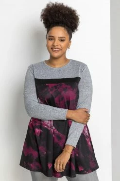 Roman Red Curve Abstract Print Contrast Top -Roman Sales Shop unnamed file 8823