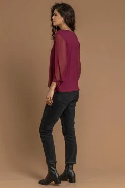 Roman Red Necklace Trim Sleeve Tie Top 11 Roman Red Necklace Trim Sleeve Tie Top -Roman Sales Shop unnamed file 8829