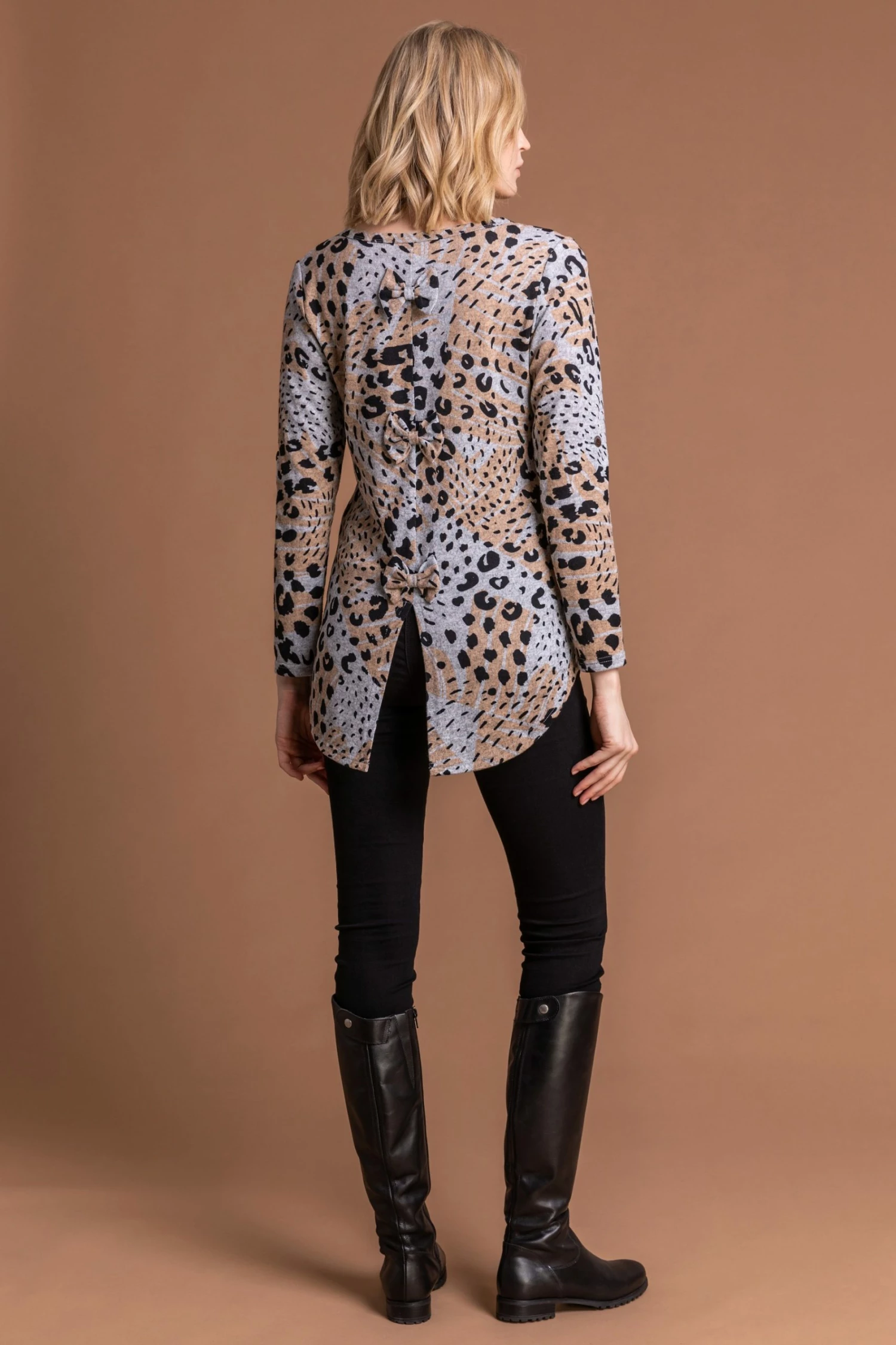 Roman Grey Animal Print Bow Back Top 3 Roman Grey Animal Print Bow Back Top - Image 2