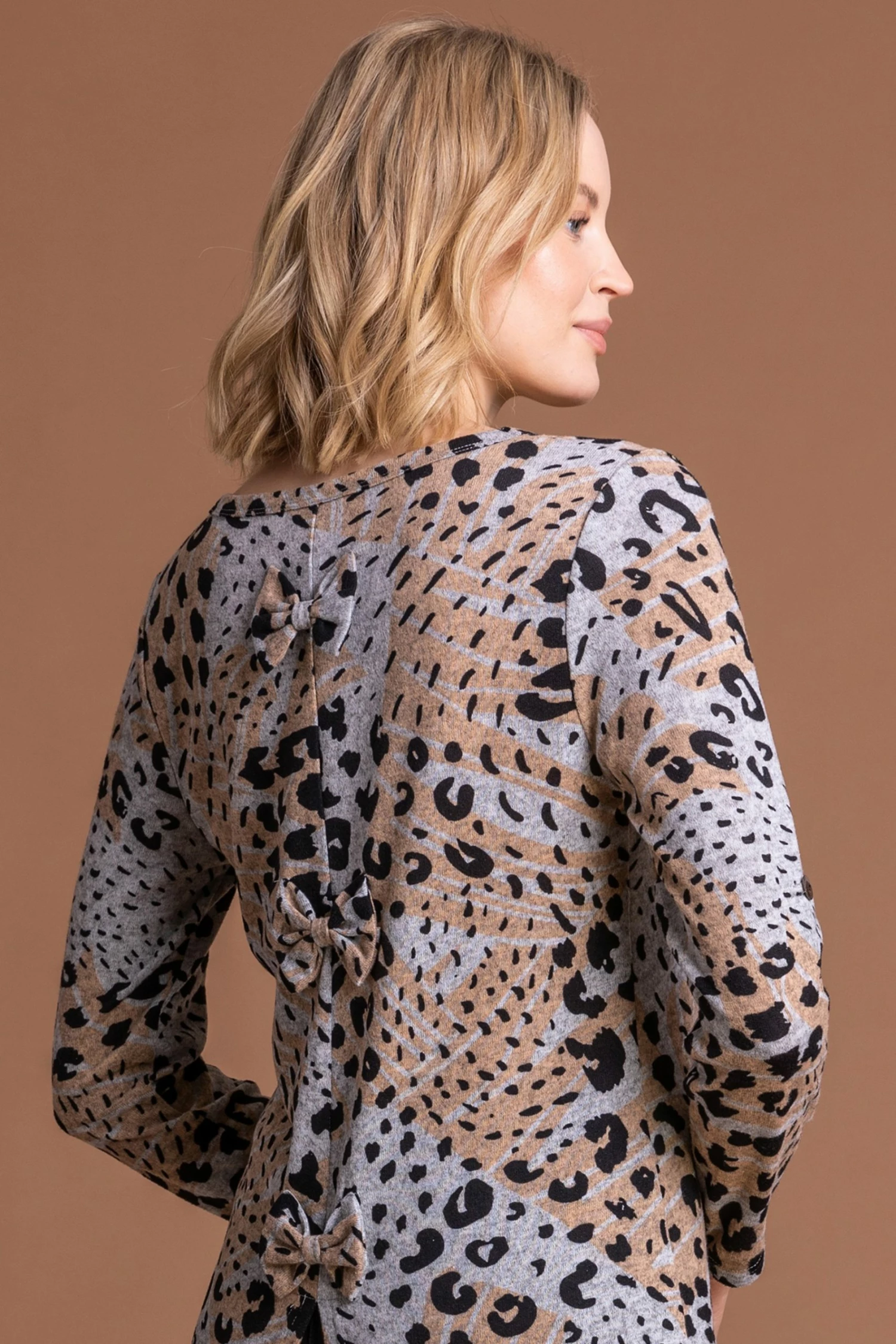 Roman Grey Animal Print Bow Back Top 5 Roman Grey Animal Print Bow Back Top - Image 4
