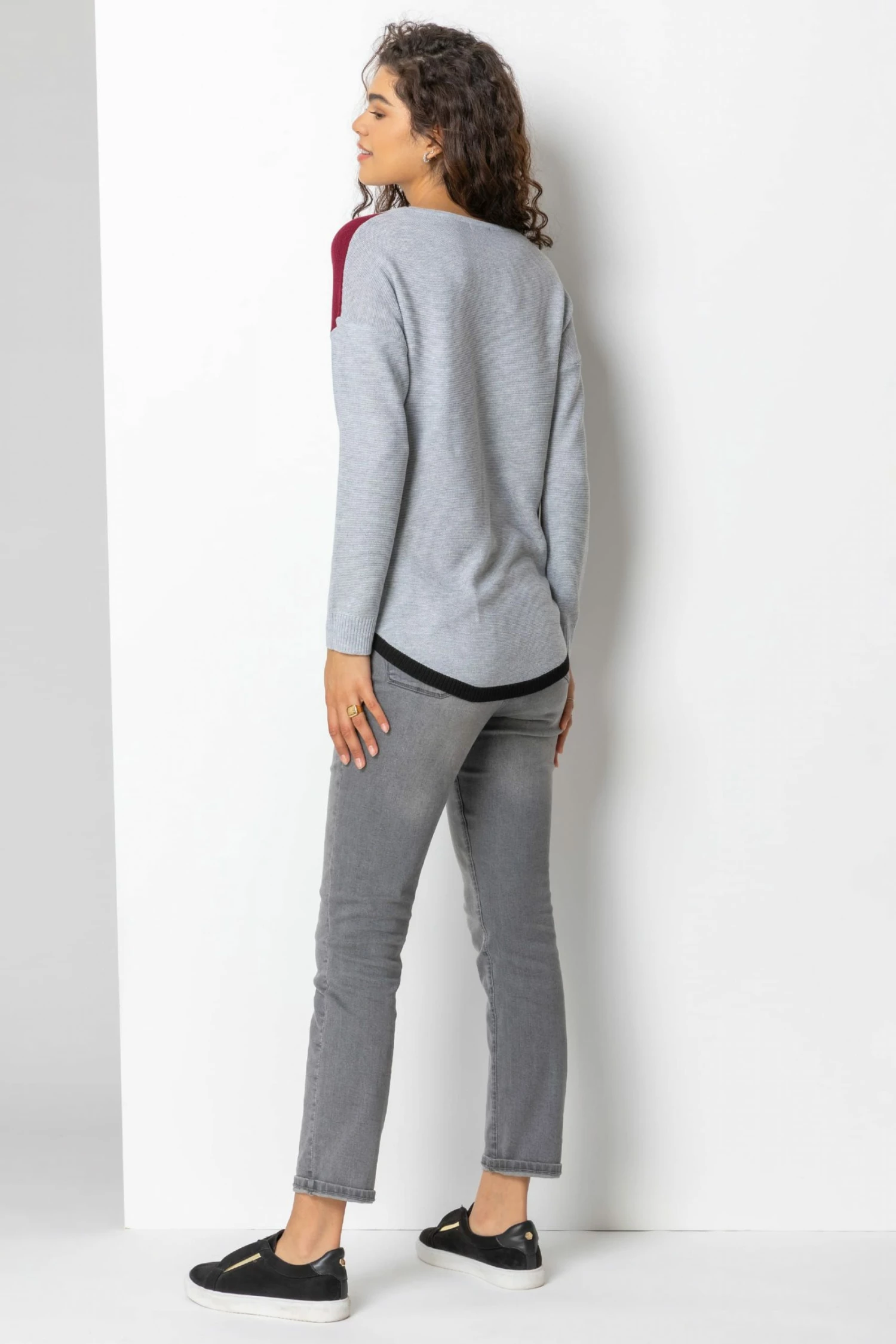 Roman Red Colour Block Ribbed Jumper 4 Roman Red Colour Block Ribbed Jumper - Image 3