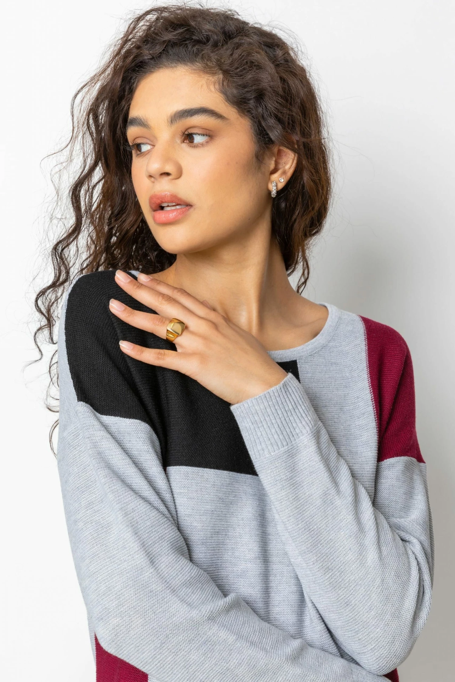 Roman Red Colour Block Ribbed Jumper 5 Roman Red Colour Block Ribbed Jumper - Image 4