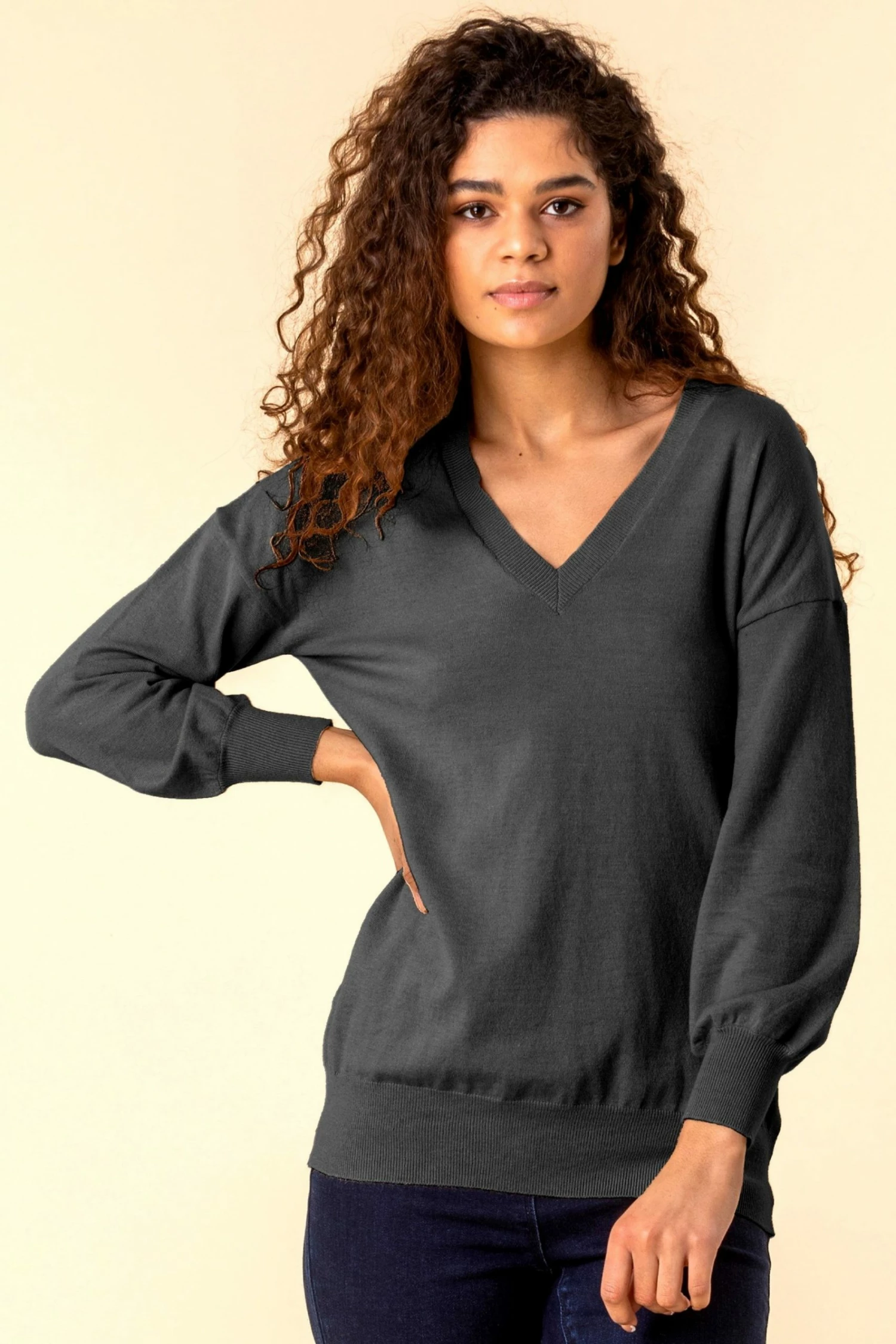 Roman Grey V-Neck Long Sleeve Jumper 3 Roman Grey V-Neck Long Sleeve Jumper