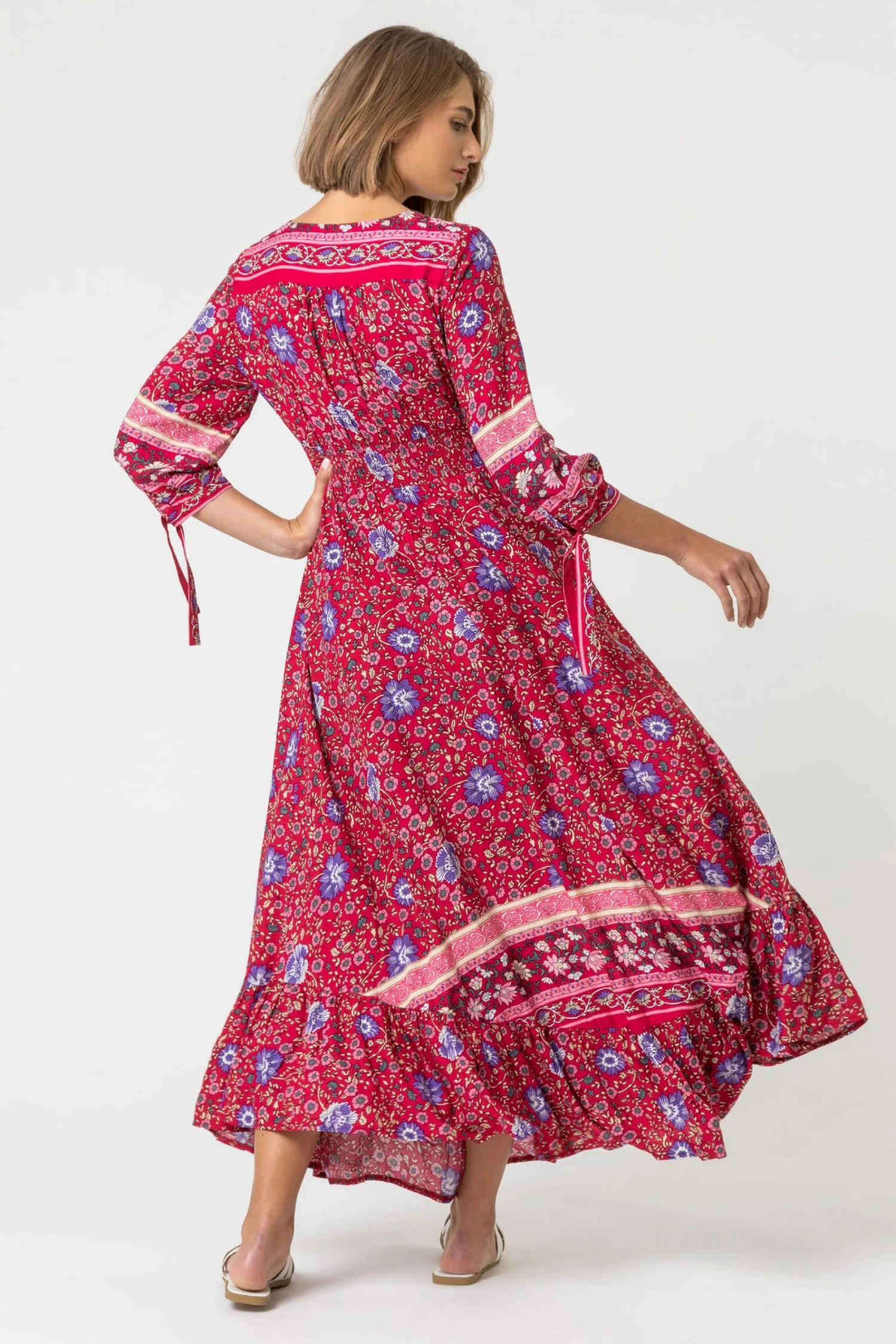 Roman Red Floral Border Print Maxi Dress 4 Roman Red Floral Border Print Maxi Dress - Image 2