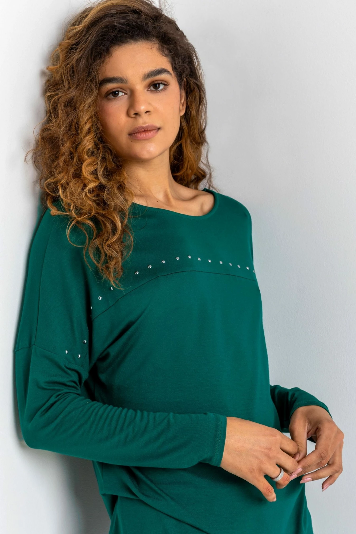 Roman Green Stud Detail Jersey Jumper Top 3 Roman Green Stud Detail Jersey Jumper Top