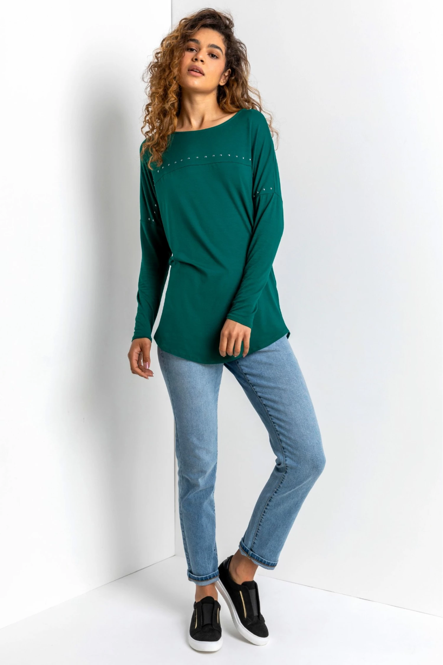 Roman Green Stud Detail Jersey Jumper Top 5 Roman Green Stud Detail Jersey Jumper Top - Image 3