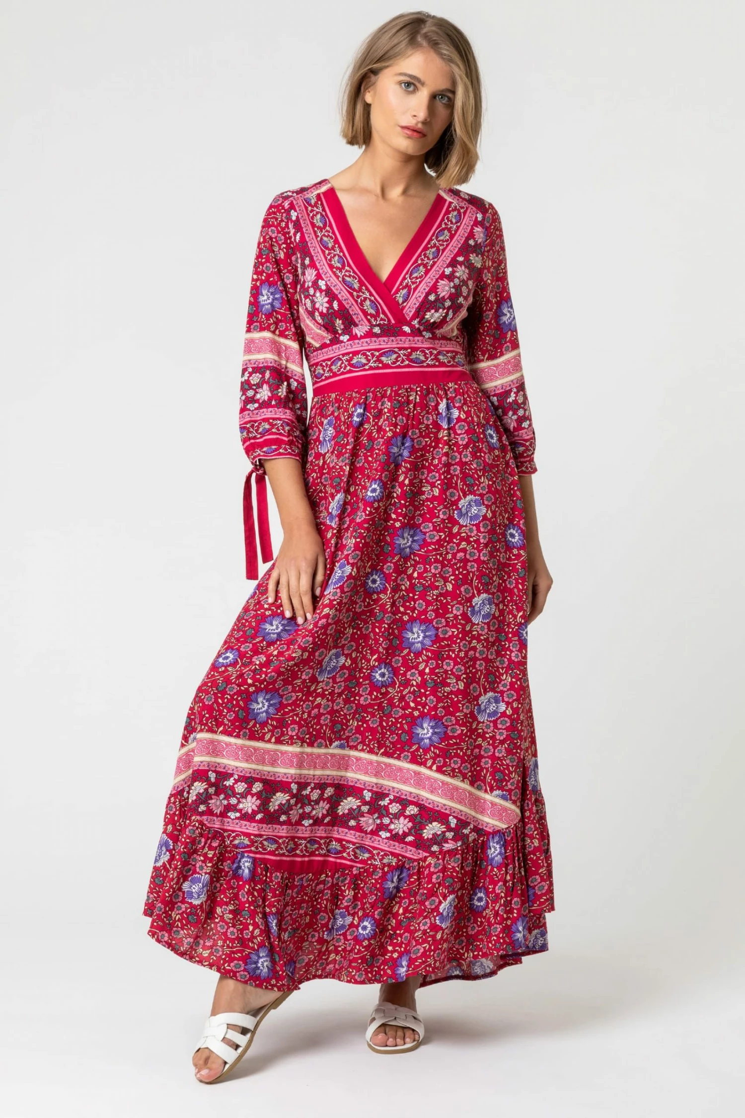 Roman Red Floral Border Print Maxi Dress 5 Roman Red Floral Border Print Maxi Dress - Image 3