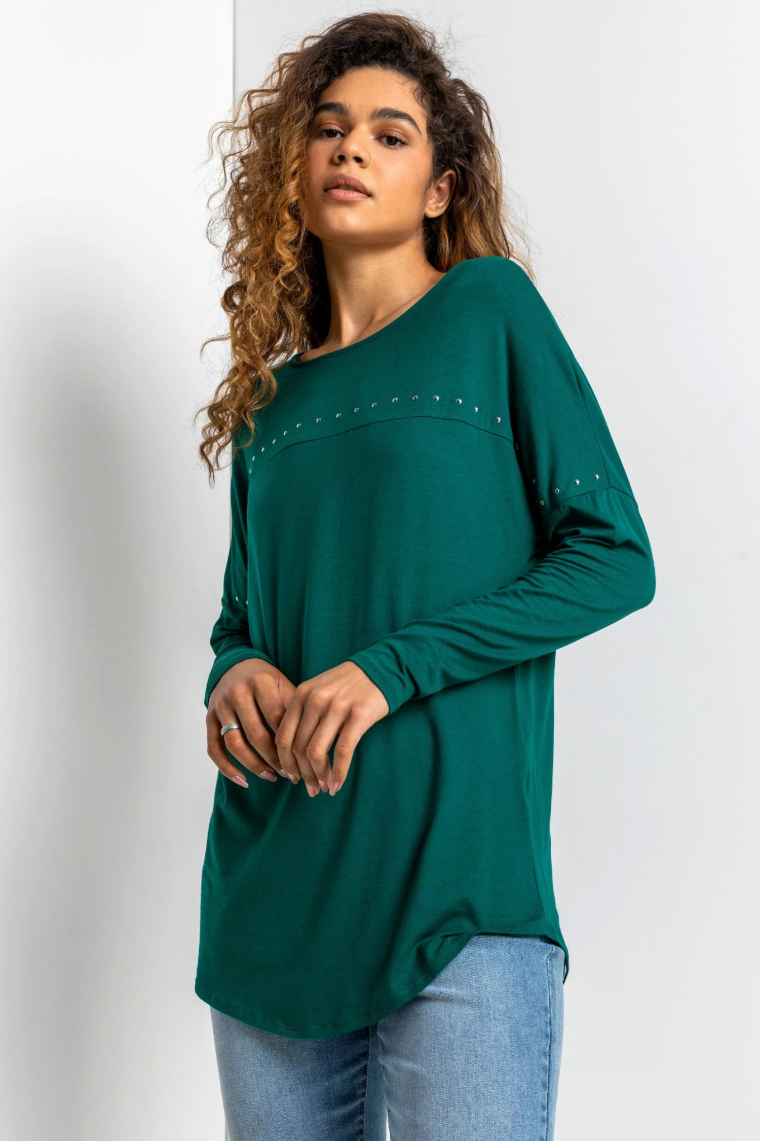 Roman Green Stud Detail Jersey Jumper Top 6 Roman Green Stud Detail Jersey Jumper Top - Image 4