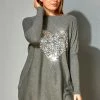 Roman Grey Sequin Heart Lounge Tunic Jumper