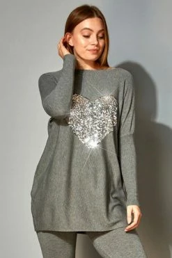 Roman Grey Sequin Heart Lounge Tunic Jumper 12 Roman Grey Sequin Heart Lounge Tunic Jumper -Roman Sales Shop unnamed file 8886