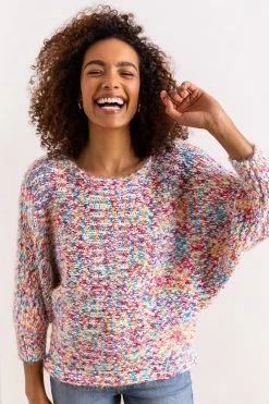 Roman Pink Fluffy Batwing Sleeve Jumper