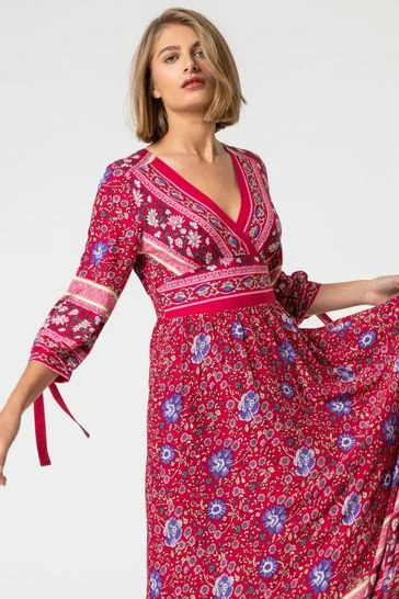 Roman Red Floral Border Print Maxi Dress 8 Roman Red Floral Border Print Maxi Dress - Image 6