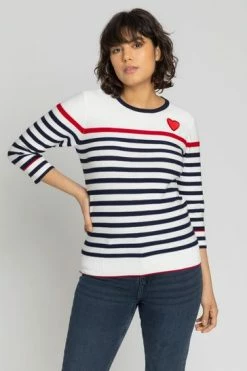 Roman White Heart Embroidered Stripe Print Jumper 11 Roman White Heart Embroidered Stripe Print Jumper -Roman Sales Shop unnamed file 8929