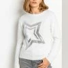 Roman White Sequin Star Crew Neck Jumper 2 Roman White Sequin Star Crew Neck Jumper -Roman Sales Shop unnamed file 8930