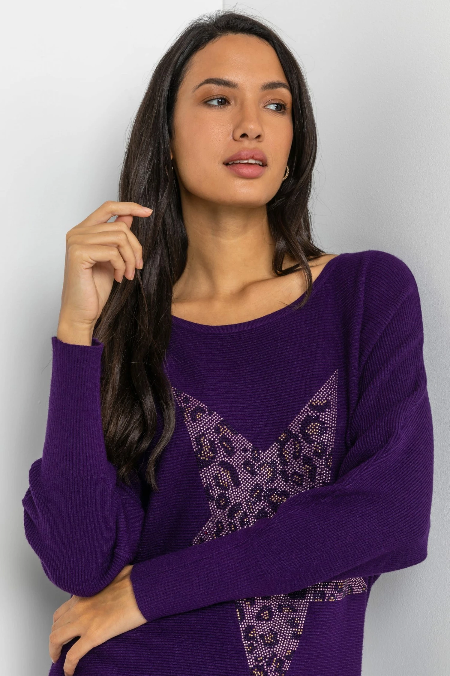 Roman Purple Animal Star Embellished Sparkle Jumper 4 Roman Purple Animal Star Embellished Sparkle Jumper - Image 2