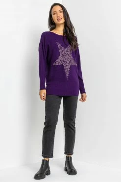 Roman Purple Animal Star Embellished Sparkle Jumper 10 Roman Purple Animal Star Embellished Sparkle Jumper -Roman Sales Shop unnamed file 8938