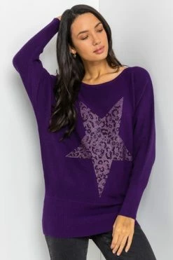 Roman Purple Animal Star Embellished Sparkle Jumper 11 Roman Purple Animal Star Embellished Sparkle Jumper -Roman Sales Shop unnamed file 8939