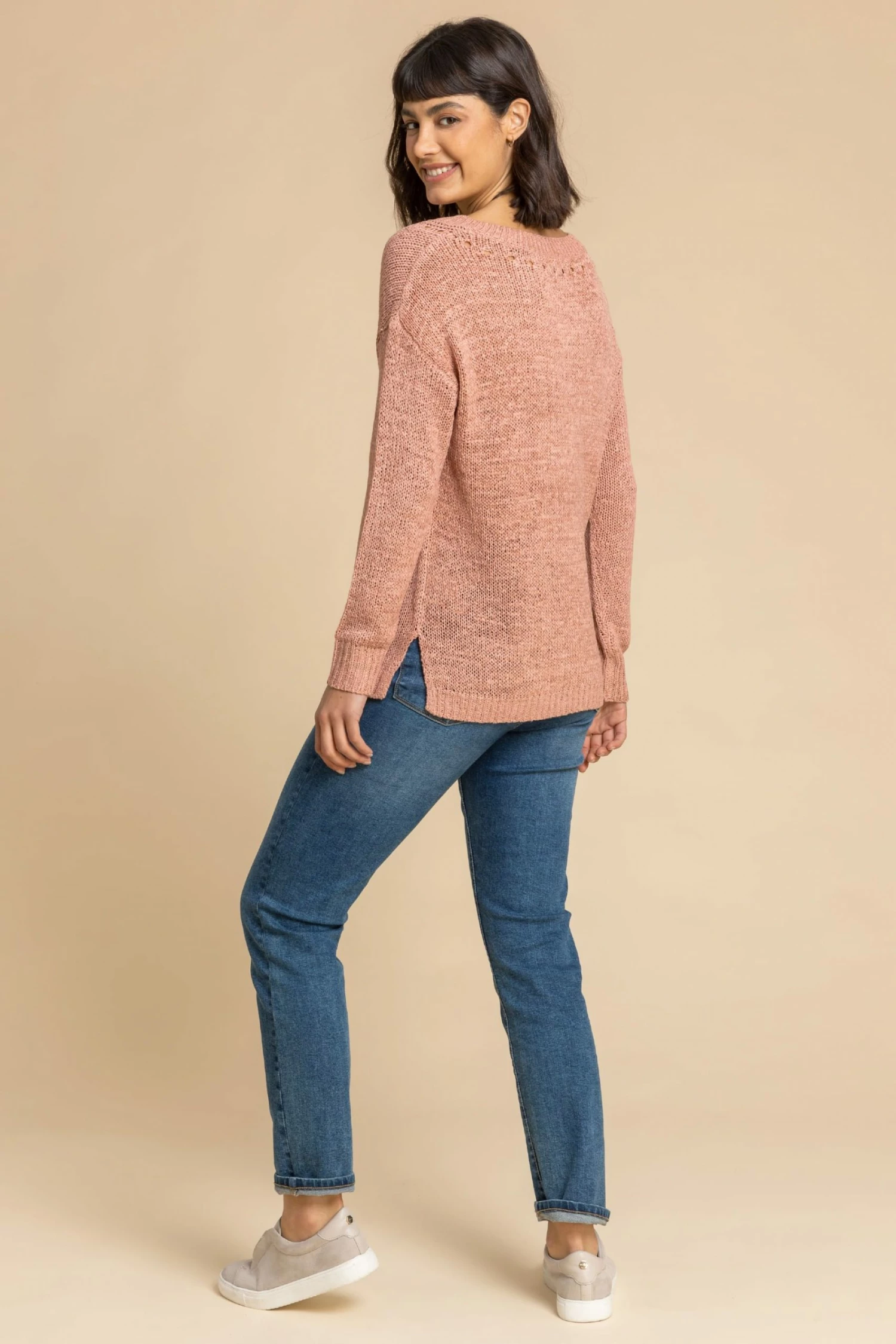 Roman Pink Tape Stitch Detail Jumper 4 Roman Pink Tape Stitch Detail Jumper - Image 2