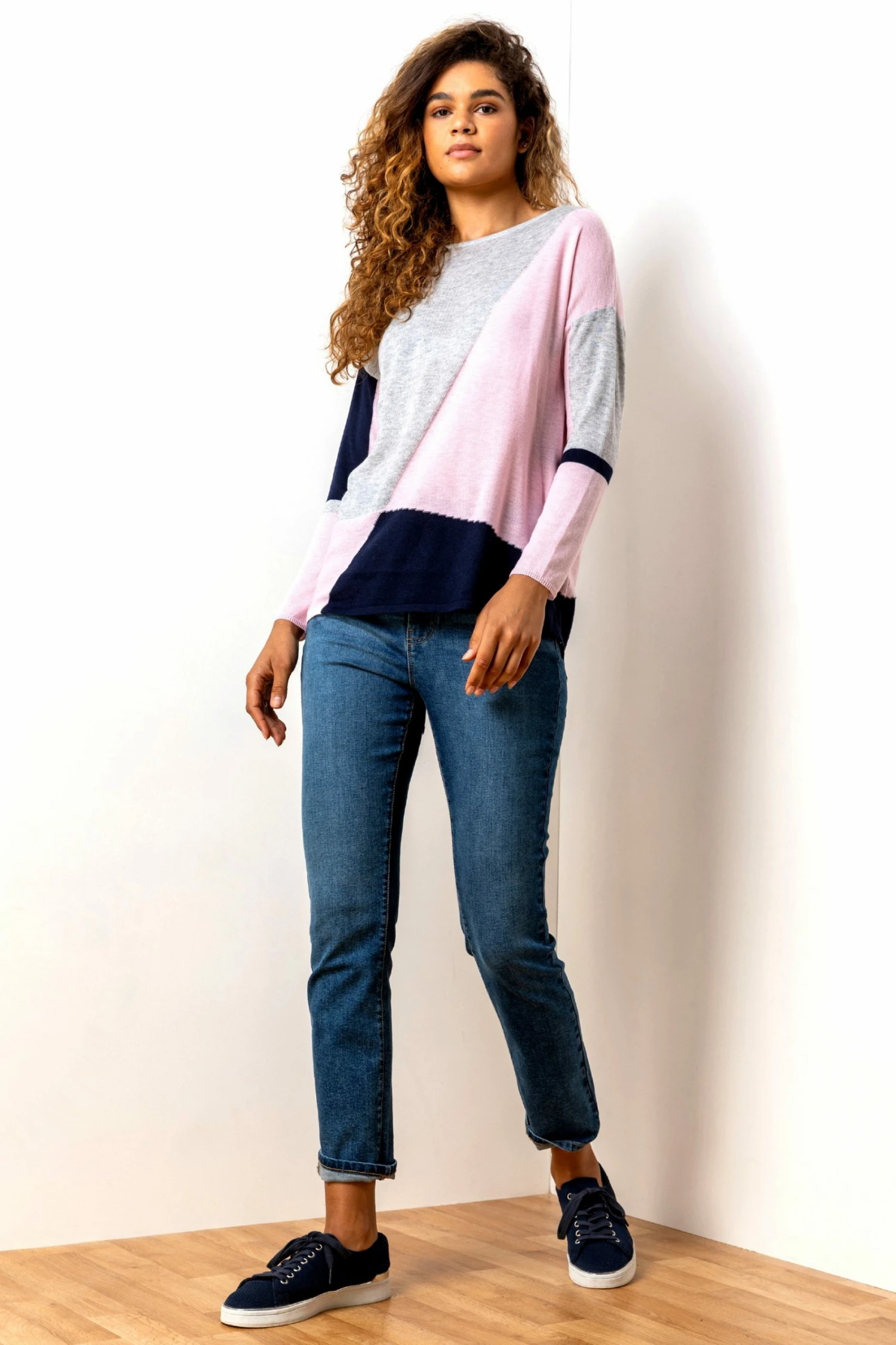 Roman Pink Colour Block Round Neck Jumper 5 Roman Pink Colour Block Round Neck Jumper - Image 3