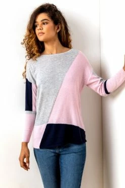 Roman Pink Colour Block Round Neck Jumper 13 Roman Pink Colour Block Round Neck Jumper -Roman Sales Shop unnamed file 8964