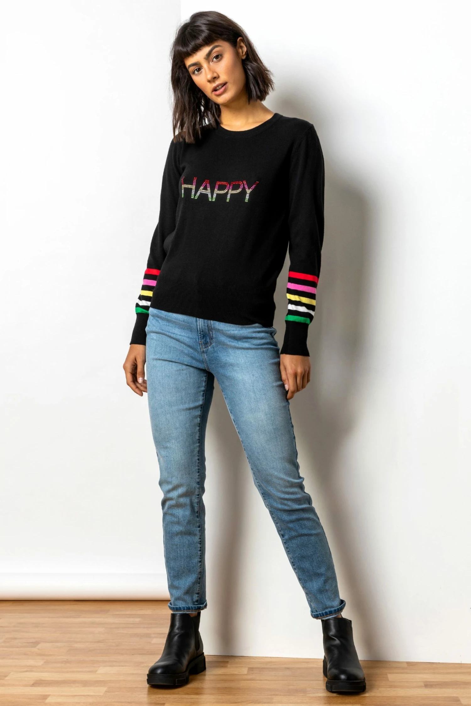 Roman Black Diamante Embellished Happy Jumper 5 Roman Black Diamante Embellished Happy Jumper - Image 3