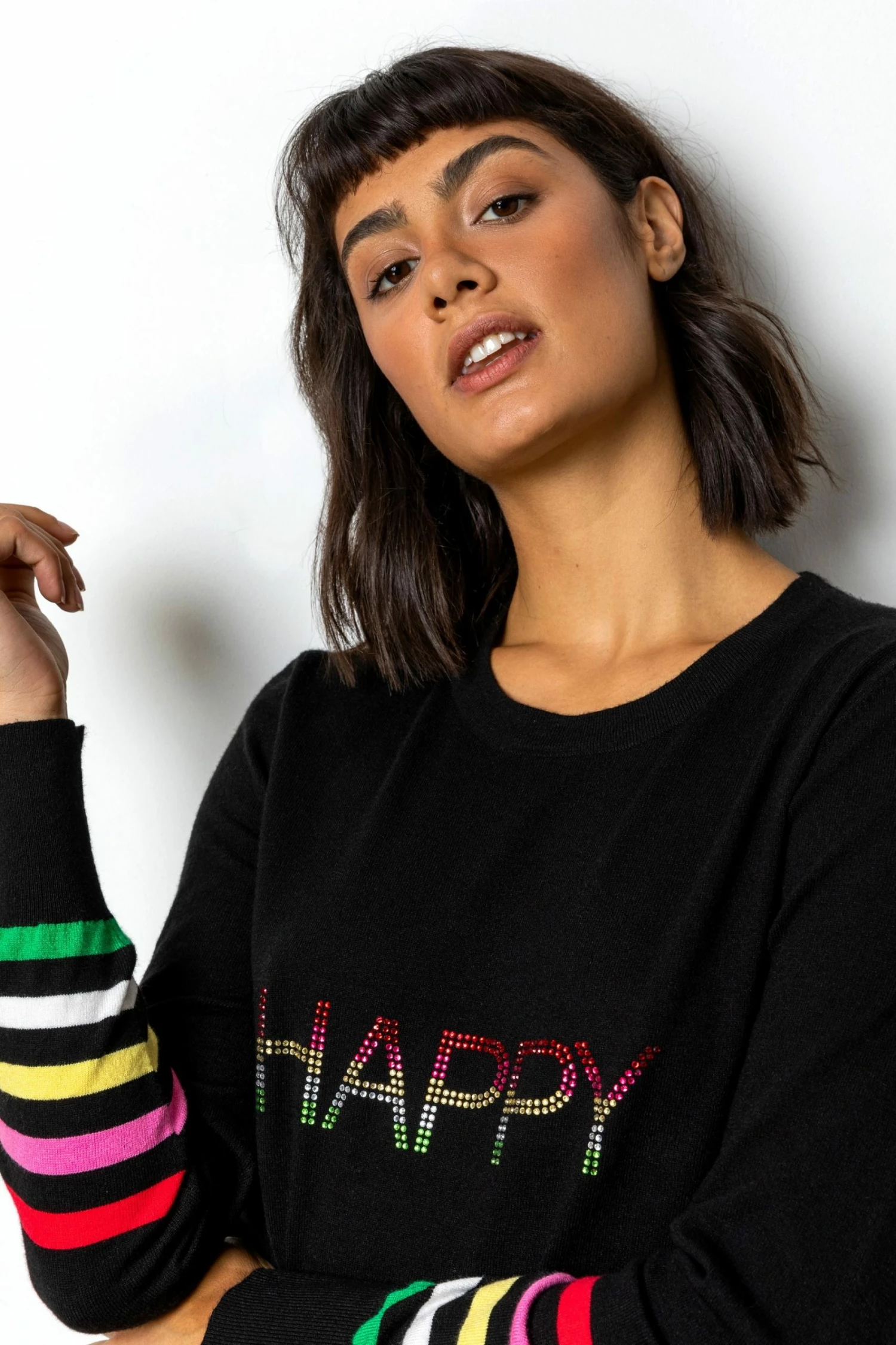 Roman Black Diamante Embellished Happy Jumper 6 Roman Black Diamante Embellished Happy Jumper - Image 4